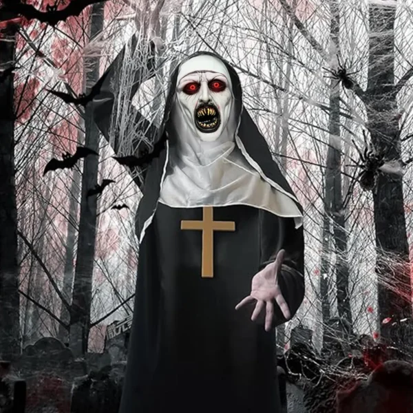 Disfraz De Terror De La Monja Halloween Adulto Con Cruz Negro