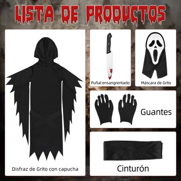 Disfraz Scream Halloween Cosplay Ghost Face Fantasma Adultos