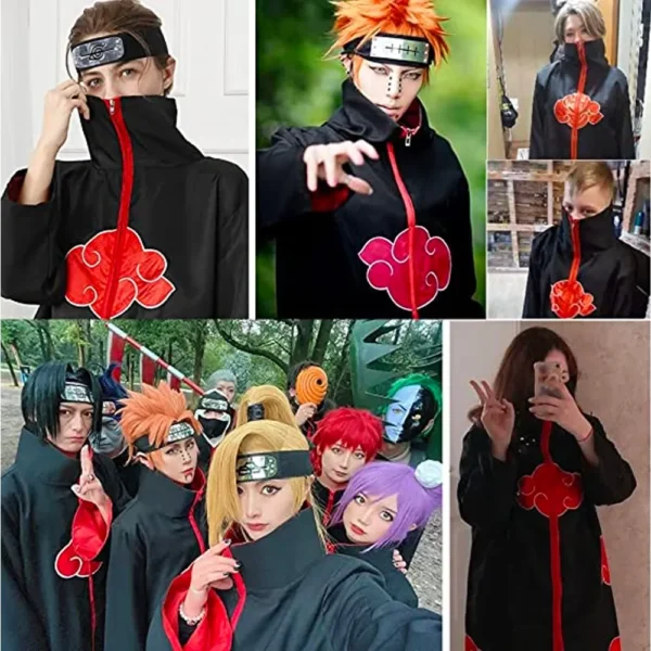 Disfraz De Naruto Akatsuki Ninja Abrigo Capa Cosplay Ropa