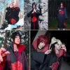 Disfraz De Naruto Akatsuki Ninja Abrigo Capa Cosplay Ropa