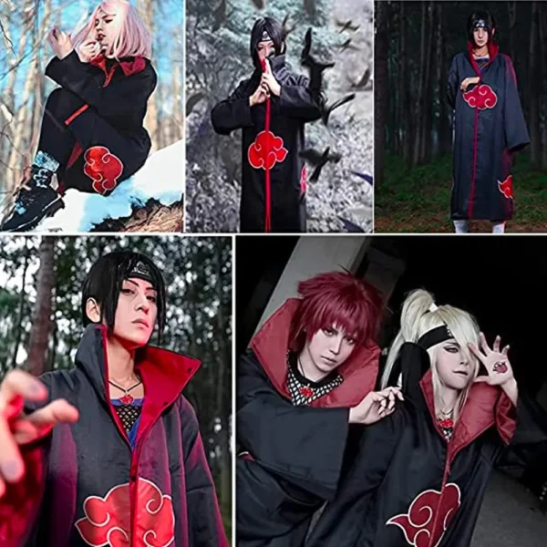 Disfraz De Naruto Akatsuki Ninja Abrigo Capa Cosplay Ropa