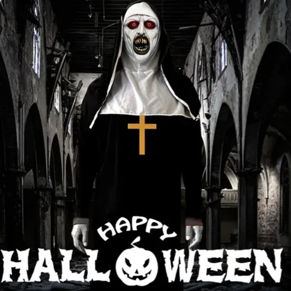 Disfraz De Terror De La Monja Halloween Adulto Con Cruz Negro
