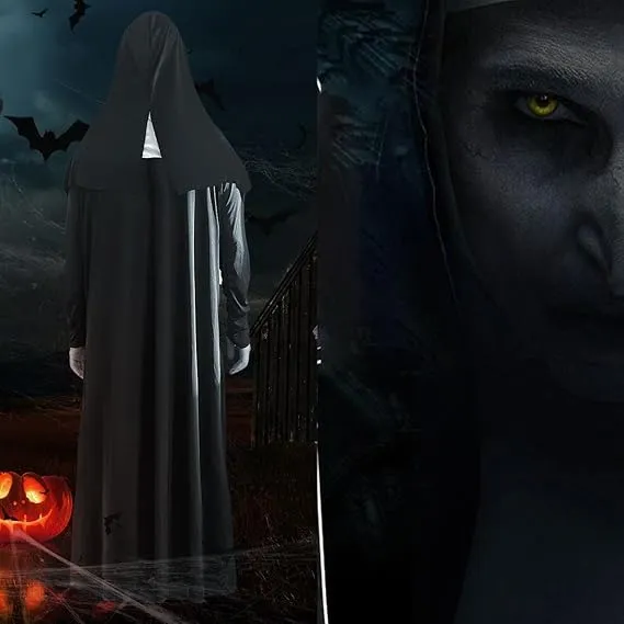 Disfraz De Terror De La Monja Halloween Adulto Con Cruz Negro
