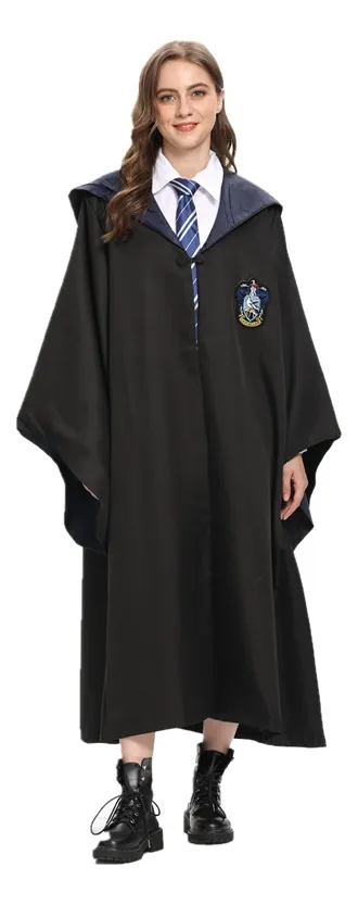 Capa De Harry Potter Juego De Hogwarts Disfraz Gryffindor Slytherin Hufflepuff Bordada + Corbata + Broche + Varita + Gafas 5 Piezas Niños Adultos