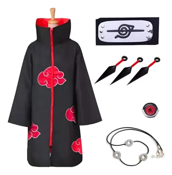 Disfraz De Naruto Akatsuki Ninja Abrigo Capa Cosplay Ropa