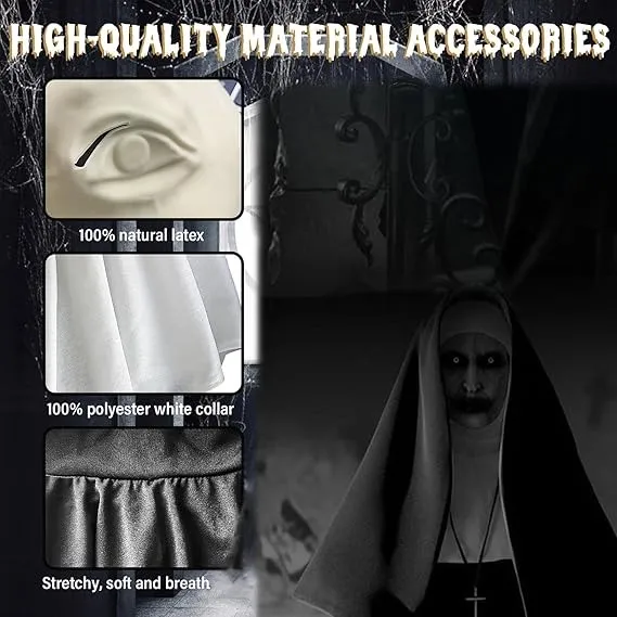 Disfraz De Terror De La Monja Halloween Adulto Con Cruz Negro