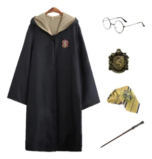 Capa De Harry Potter Juego De Hogwarts Disfraz Griffindor Slytherin Hufflepuff Bordada + Corbata + Broche + Varita + Gafas 5 Piezas Niños Adultos