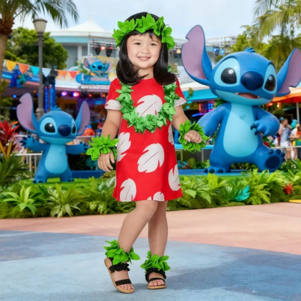 Vestido De Princesa Lilo Hawaiana Para Halloween, Traje Con Accesorios