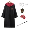 Capa De Harry Potter Juego De Hogwarts Disfraz Griffindor Slytherin Hufflepuff Bordada + Corbata + Broche + Varita + Gafas 5 Piezas Niños Adultos