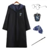 Capa De Harry Potter Juego De Hogwarts Disfraz Gryffindor Slytherin Hufflepuff Bordada + Corbata + Broche + Varita + Gafas 5 Piezas Niños Adultos