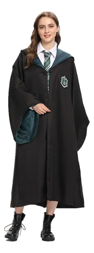Capa De Harry Potter Juego De Hogwarts Disfraz Griffindor Slytherin Hufflepuff Bordada + Corbata + Broche + Varita + Gafas 5 Piezas Niños Adultos