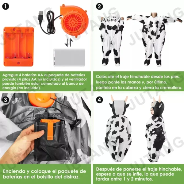 Disfraz Inflable De Vaca Lechera Para Adulto De Halloween